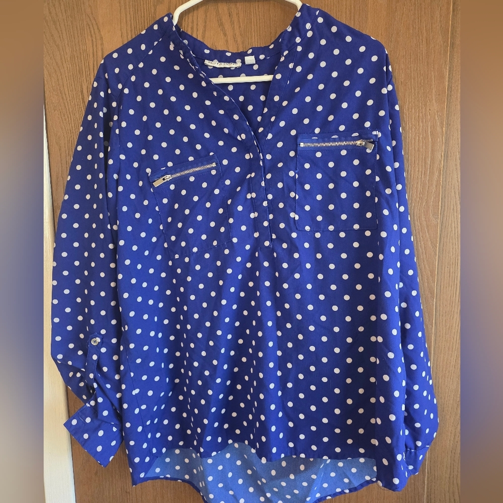 Notations Navy Polka Dot Blouse